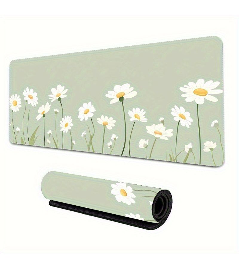 Extra Large Gaming Mouse Pad 40x90cm Daisy Design Desk Mat Non Slip Rubber Base Soft Smooth Surface For Office And Home Laptop Desktop - Image 5