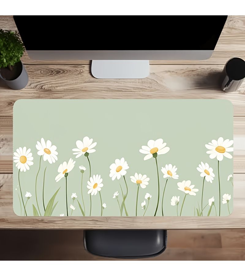 Extra Large Gaming Mouse Pad 40x90cm Daisy Design Desk Mat Non Slip Rubber Base Soft Smooth Surface For Office And Home Laptop Desktop - Image 2