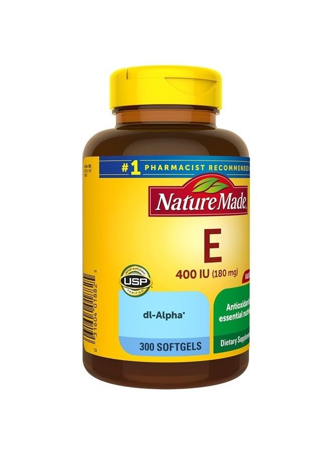 Nature Made - Vitamin E 180 mg (400 IU) dl-Alpha, Dietary Supplement for Antioxidant Support, 300 Softgels, 300 Day Supply - Image 1