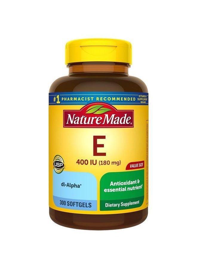 Nature Made - Vitamin E 180 mg (400 IU) dl-Alpha, Dietary Supplement for Antioxidant Support, 300 Softgels, 300 Day Supply - Image 1