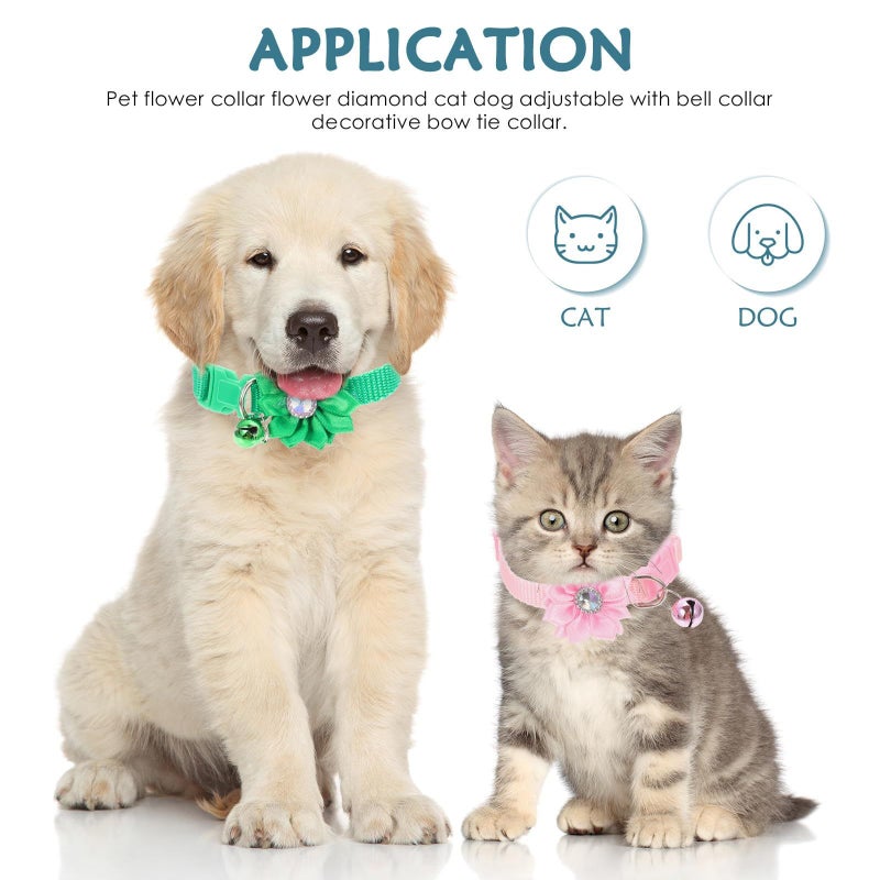 6 Pcs Adjustable Flower Pet Collar with Bells Decorative Soft Nylon Cat And Dog Neck Scarf Festival Party Accessories For Small Dogs Kittens - Image 5