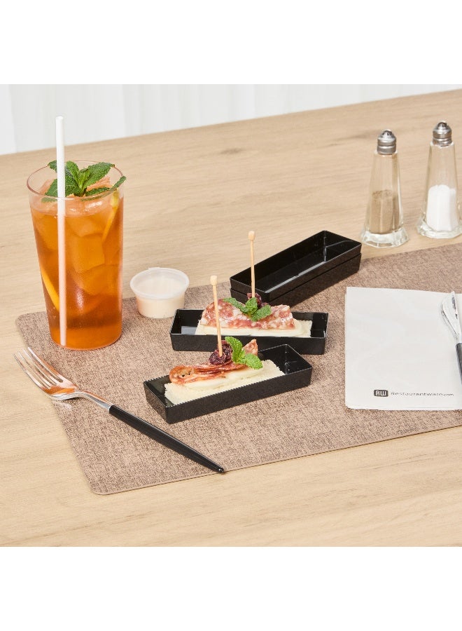 Restaurantware 5.2 × 1.8 بوصة أطباق تذوق صغيرة، 100 طبق بلاستيكي مستطيل قابل للتصرف - متين، أنيق، أطباق تقديم مقبلات بلاستيكية سوداء، للحلويات أو المقبلات في الحفلات - Image 4