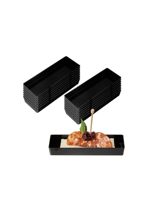 Restaurantware 5.2 × 1.8 بوصة أطباق تذوق صغيرة، 100 طبق بلاستيكي مستطيل قابل للتصرف - متين، أنيق، أطباق تقديم مقبلات بلاستيكية سوداء، للحلويات أو المقبلات في الحفلات - Image 2