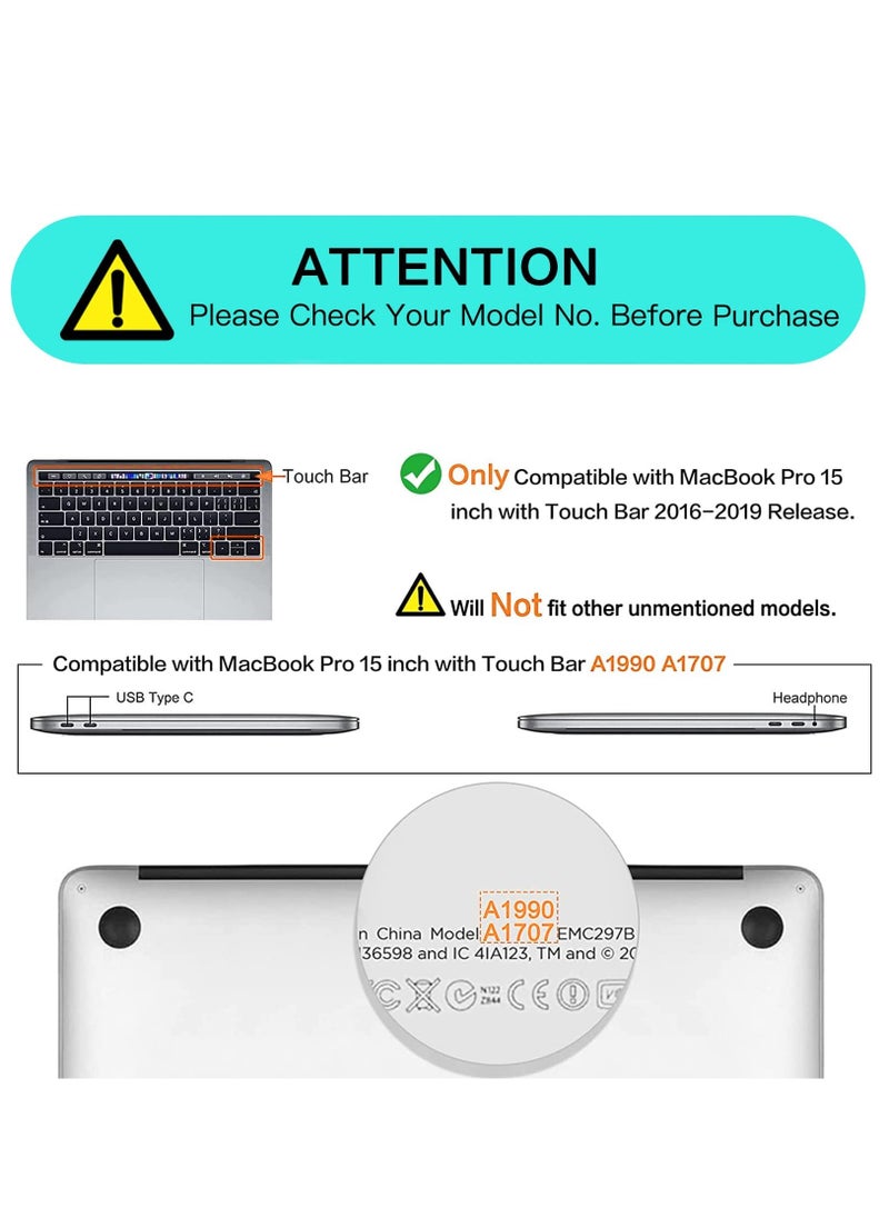 Generic - Hard Shell Case Protective Snap On Cover Compatible with Apple MacBook Pro 15 inch 2019 2018 2017 2016 Release A1990 A1707 with Touch Bar and Touch ID (Crystal Clear) - Image 1