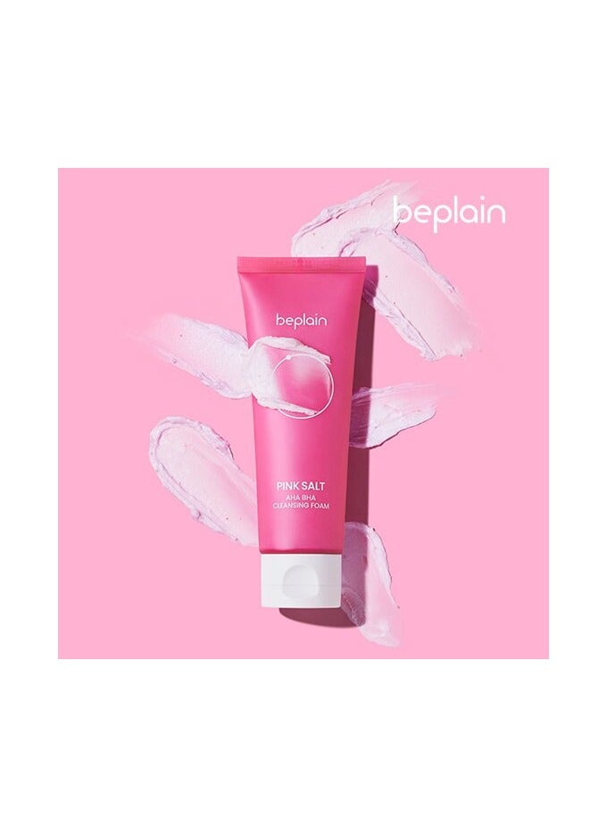 BEPLAIN PINK SALT AHA BHA CLEANSING FOAM 120ml | Gentle exfoliating cleanser | Enriched pink salt and vegan AHA B - Image 1
