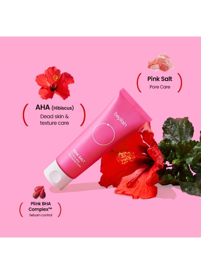 BEPLAIN PINK SALT AHA BHA CLEANSING FOAM 120ml | Gentle exfoliating cleanser | Enriched pink salt and vegan AHA B - Image 5