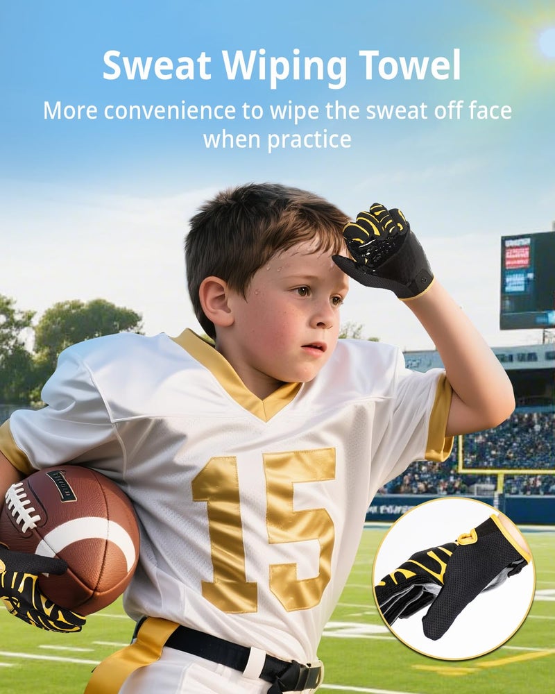 Pixel Panda Youth Football Gloves, Flag Football Gloves for Kids with Super Sticky Grip, Best Birthday Receiver Glove Gifts for Boys Girls - Image 5