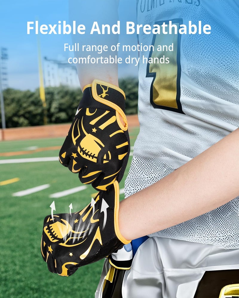 Pixel Panda Youth Football Gloves, Flag Football Gloves for Kids with Super Sticky Grip, Best Birthday Receiver Glove Gifts for Boys Girls - Image 4