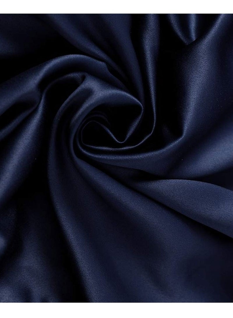 MARGOUN Men's Dressing Gown Kimono Robe Lightweight Silk Long Sleeved Home Sleepwear Loungewear Blue XL(Length 49''/Chest 26'') - Image 5