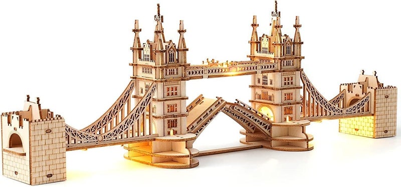 RoWood ROKR RoWood 3D Puzzle Tower Bridge Model Making Made of Wood - DIY Wooden Puzzle Model Kit Craft Sets for Adults - Craft Wooden Construction Kit Gift for Birthday/Christmas - Image 1