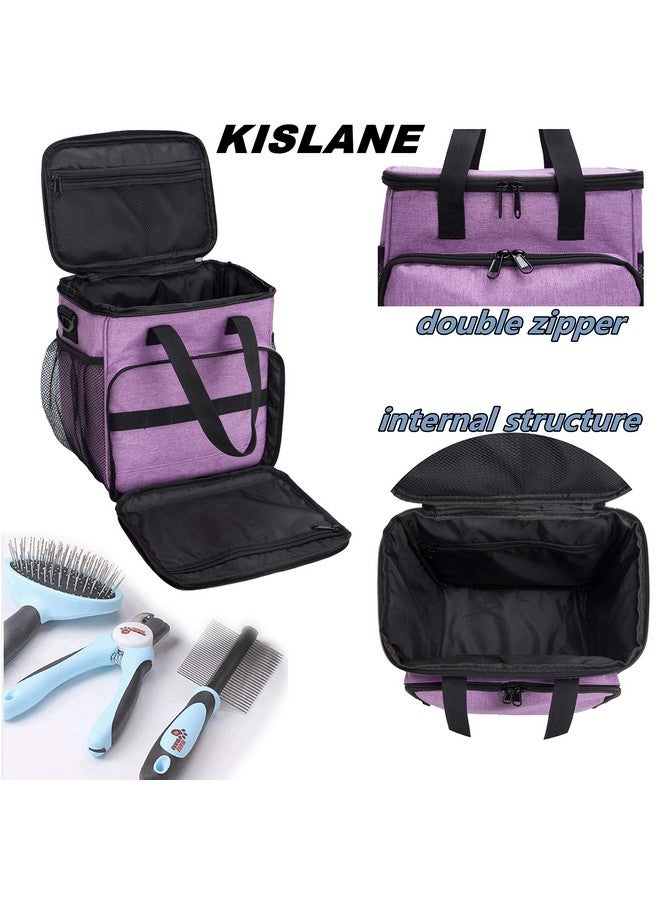 KISLANE Pet Grooming Tote Bag, Cat Grooming Tools Organizer Bag, Dog Grooming Supplies Organizer Storage for Pets Grooming Kit and Dog Wash Shampoo Accessories(Bag Only) (Purple) - Image 4