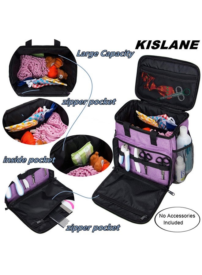 KISLANE Pet Grooming Tote Bag, Cat Grooming Tools Organizer Bag, Dog Grooming Supplies Organizer Storage for Pets Grooming Kit and Dog Wash Shampoo Accessories(Bag Only) (Purple) - Image 2