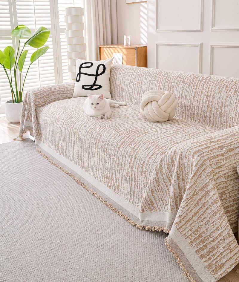 Erke Couch Cover Sheet Blanket, 3-Seat Standard Size Sofa Cushion Slip Covers, L Shape Sectional Furniture Decor Protector, Machine Washable Chenille Slipcover for Pets Dogs Cats - Image 5