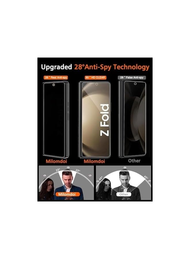 بروماس [عبوة من 2+2+2] واقي شاشة للخصوصية لهاتف Galaxy Z Fold 6، [2 طبقة خصوصية داخلية من مادة TPU + 2 طبقة خصوصية خارجية مقواة] مع 2 طبقة مقسى لعدسة الكاميرا، شفاف عالي الدقة - Image 2