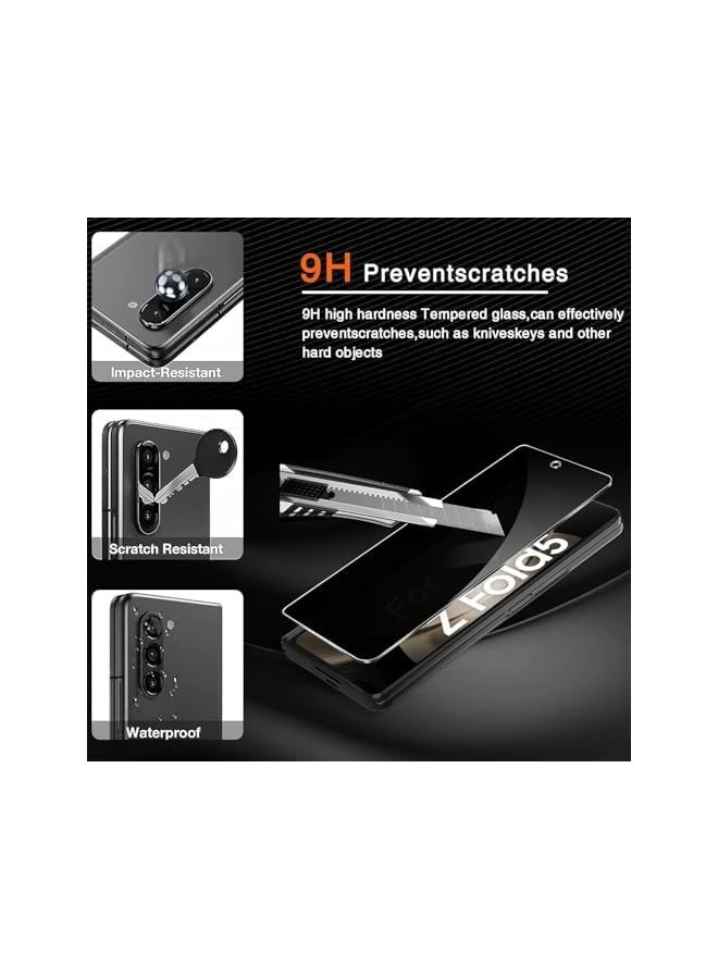 بروماس [عبوة من 2+2+2] واقي شاشة للخصوصية لهاتف Galaxy Z Fold 6، [2 طبقة خصوصية داخلية من مادة TPU + 2 طبقة خصوصية خارجية مقواة] مع 2 طبقة مقسى لعدسة الكاميرا، شفاف عالي الدقة - Image 3