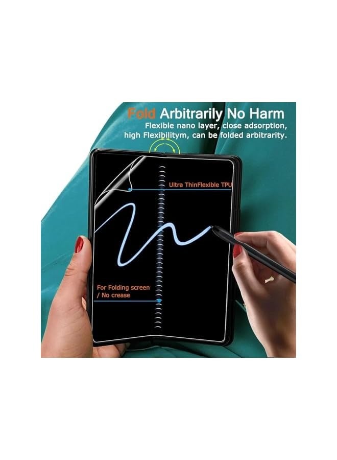 بروماس [عبوة من 2+2+2] واقي شاشة للخصوصية لهاتف Galaxy Z Fold 6، [2 طبقة خصوصية داخلية من مادة TPU + 2 طبقة خصوصية خارجية مقواة] مع 2 طبقة مقسى لعدسة الكاميرا، شفاف عالي الدقة - Image 4