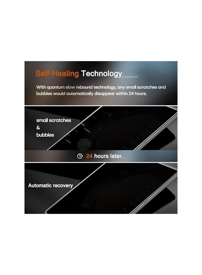 بروماس [عبوة من 2+2+2] واقي شاشة للخصوصية لهاتف Galaxy Z Fold 6، [2 طبقة خصوصية داخلية من مادة TPU + 2 طبقة خصوصية خارجية مقواة] مع 2 طبقة مقسى لعدسة الكاميرا، شفاف عالي الدقة - Image 5