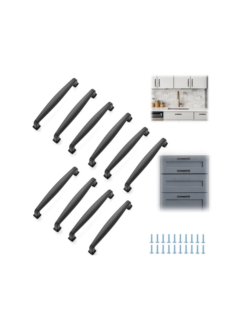 10 Pcs Kitchen Cabinet Handles Solid Pulls Hardware 5 inch Hole Center Matte Black Drawer for Cupboard - Image 1