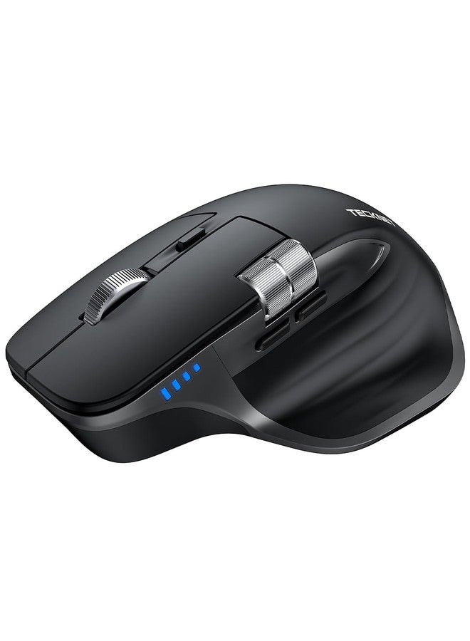 TECKNET Wireless Mouse, Bluetooth Mouse (BT5.0/5.0 & 2.4G) Rechargeable 4800 DPI Ergonomic Optical Mouse with 6 Adjustable, Quiet Clicks, USB A Receiver, 7 Buttons, Wide Compatibility - DeepBlack - Image 1
