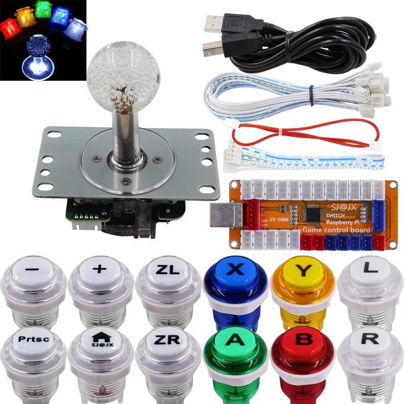 SJ@JX Arcade Game LED Controller Lamp USB Encoder Gamepad Cherry MX Microswitch Light Button 4-8way LED Joystick for Nintendo Switch PC PS3 Raspberry Pi MAME - Image 1