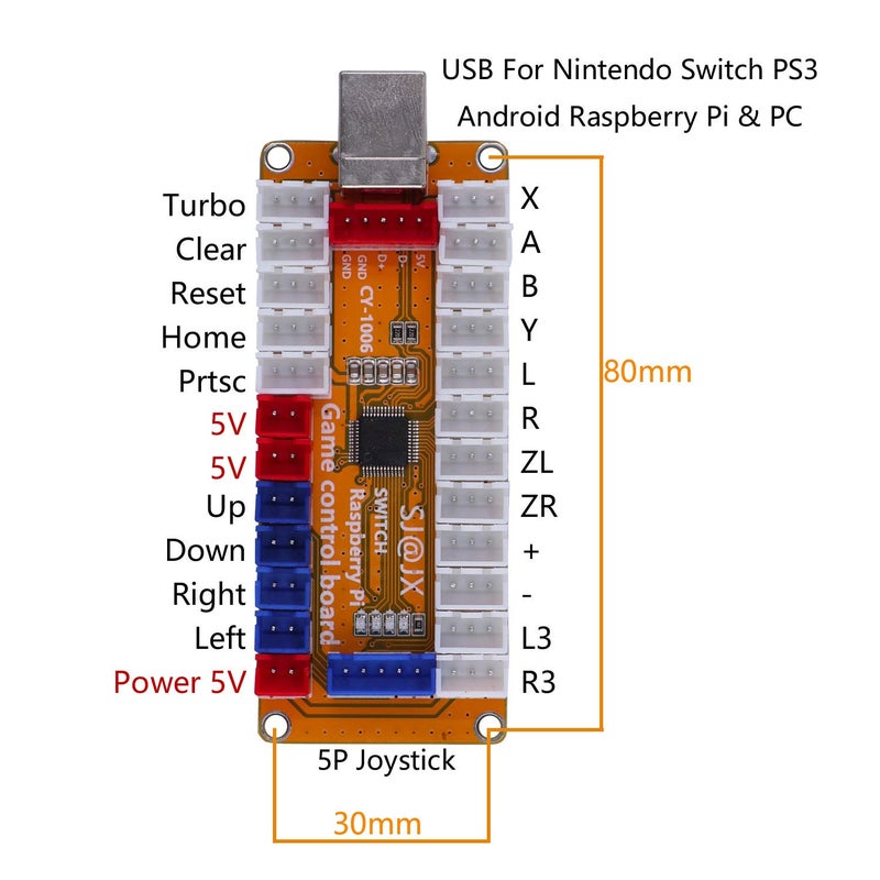SJ@JX Arcade Game LED Controller Lamp USB Encoder Gamepad Cherry MX Microswitch Light Button 4-8way LED Joystick for Nintendo Switch PC PS3 Raspberry Pi MAME - Image 3