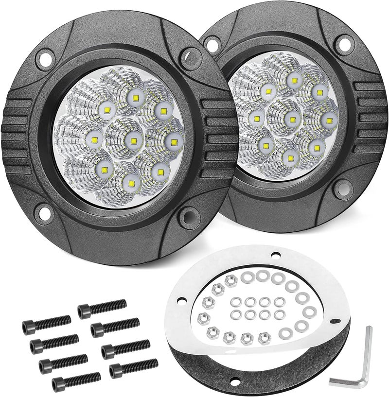 OFFROADTOWN 5'' Flush Mount LED Lights - 2PCS 90W Driving Lights for Trucks, UTV, ATV, SUV, Boat - Image 1