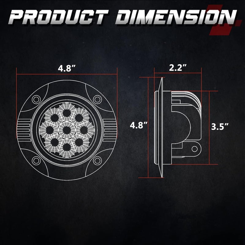 OFFROADTOWN 5'' Flush Mount LED Lights - 2PCS 90W Driving Lights for Trucks, UTV, ATV, SUV, Boat - Image 2