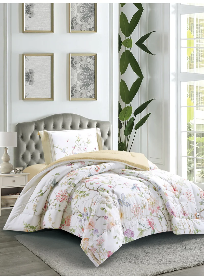 Donetella Bedding Comforter Set, twin Size 170x230 cm - 2-Pcs Digital Print Quilted Bed Set, Microfiber Fabric - 1 Comforter, 1 Pillow Shams.