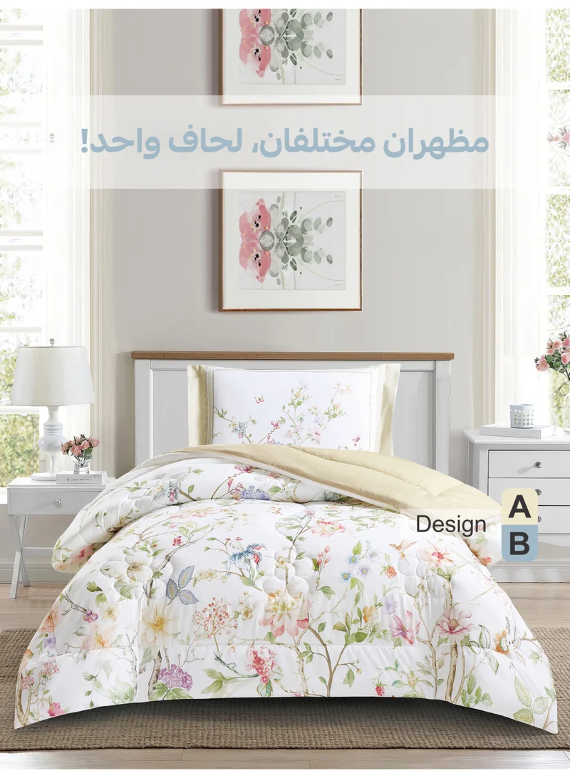 دوناتيلا طقم مفرش سرير 2 قطعة مقاس مفرد ونص يناسب سرير 120×200 , تصميم مشجر انيق , مايكروفايبر فائق النعومة , يناسب جميع الفصول
