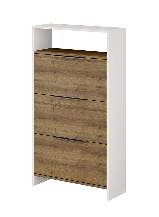 موراه هوم Kaju Shoe Cabinet  18 Pairs  Entryway Storage Cabient With 3 Door & Open Shelf Shoe Rack For Hallway Bedroom Living Room  28X139.2X78 Cm  Brown/White - Image 5