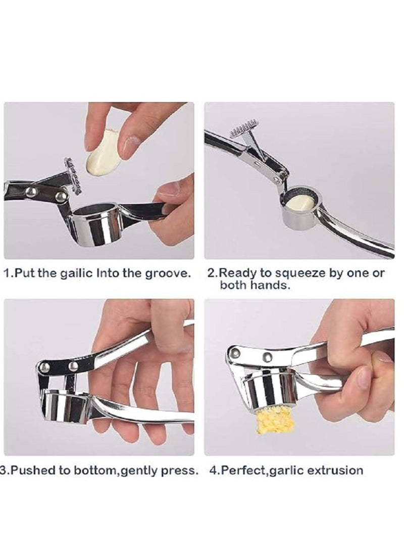 Garlic Crusher Presser Garlic Press Multi-Function Manual Portable Garlic Crusher Curved Garlic Ginger Mincer Stainless Steel Garlic Presser Grinding Slicer Squeeze Press Garlic.