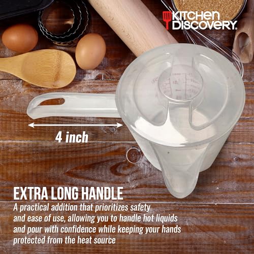 Kitchen Discovery Microwavable Measuring Cup – Kitchen Discovery – 2 Cup Plastic Measuring Cup with Spout, Lid, and Extended Handle for Safe Boiling and Pouring – Microwave Safe Measuring Cup - Image 5