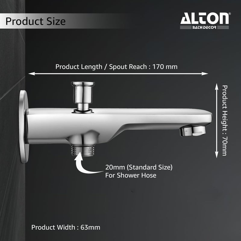 Alton XNO5110, Bath Tub Spout With Button Attachment For Hand Shower, Silver - Image 2