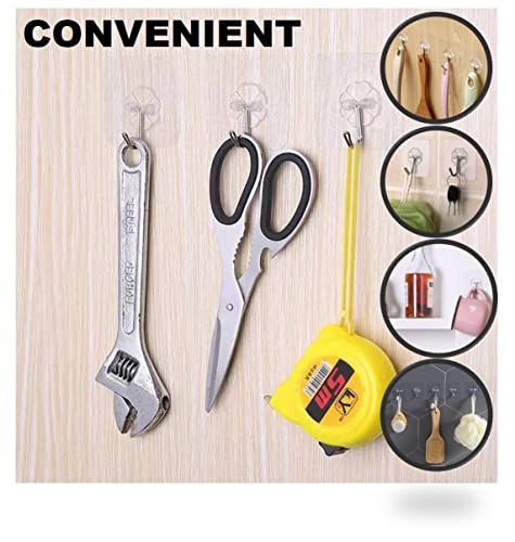 QUALIALL 40pcs Heavy Duty Adhesive Hooks for Damage-Free Hanging - Transparent Plastic Hangers for Ceilings and Walls - Image 4