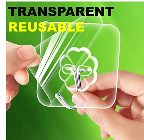 QUALIALL 40pcs Heavy Duty Adhesive Hooks for Damage-Free Hanging - Transparent Plastic Hangers for Ceilings and Walls - Image 5