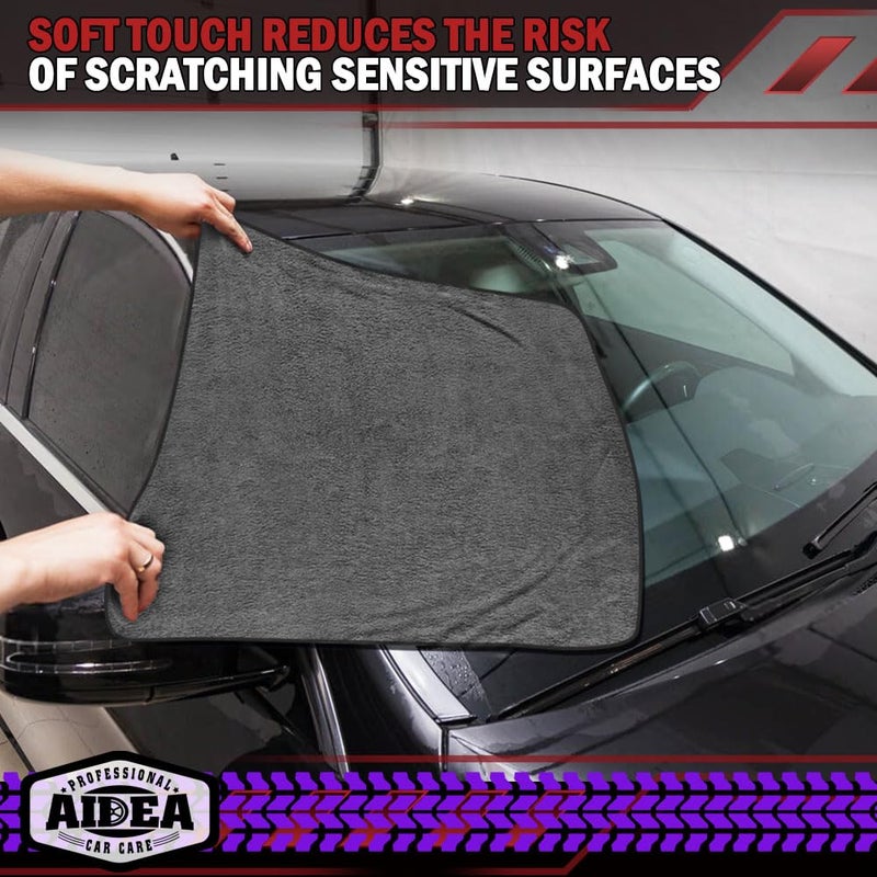 AIDEA Microfiber Towels for Cars-2PK, Large Professional Car Drying Towel, Scratch-Free & Absorbent Drying Towel for Cars, SUVs, RVs, Trucks, and Boats, 24inx 31in, Grey - Image 5