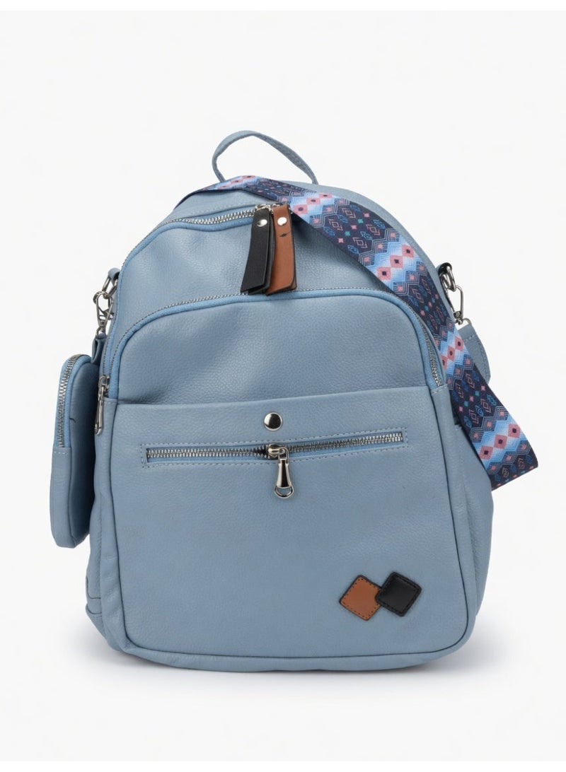 Stylish Multi-Pocket Backpack for Women-Baby Blue - Image 1