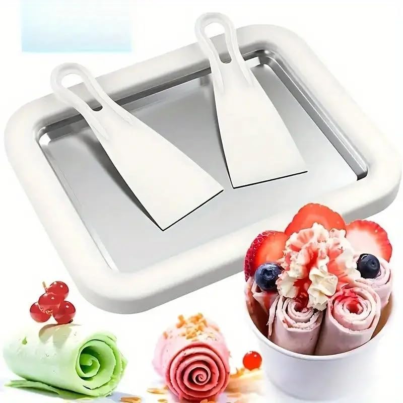 Jolfay Rolled Ice Cream Maker,Food Grade Stainless Steel Household Ice Cream Pan,Homemade DIY Smoothies, Frozen Yogurt Rolls, Ideal for Family Hands-on Activities - Image 1