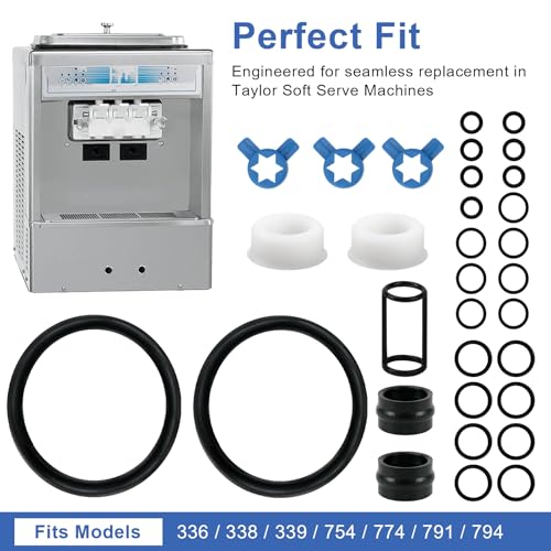 Antrys Tune Up Kit for Taylor 336, 338, 339, 754, 774, 791 and 794, Soft Serve Ice Cream Machine Parts - Includes Seal Draw Valve, Drive Shaft, Door Gasket, Bearing Front, Ice Nozzle Tips Cap & O-Ring Seals - Image 2