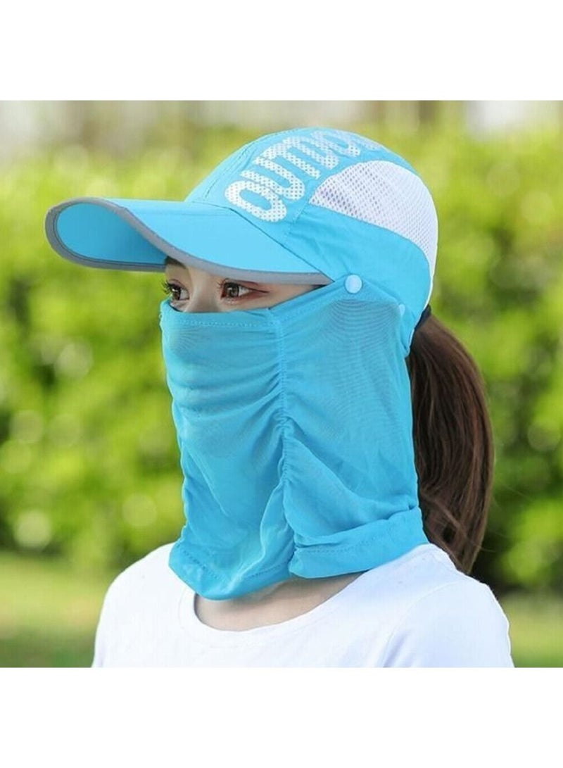 DubaiGallery Sun Hat Sunscreen Hat Men And Women Summer Mesh Cover Face Uv Protection Cycling Outdoor Veil Full Face Cold Hat Folding Adjustable Hat  - Image 2