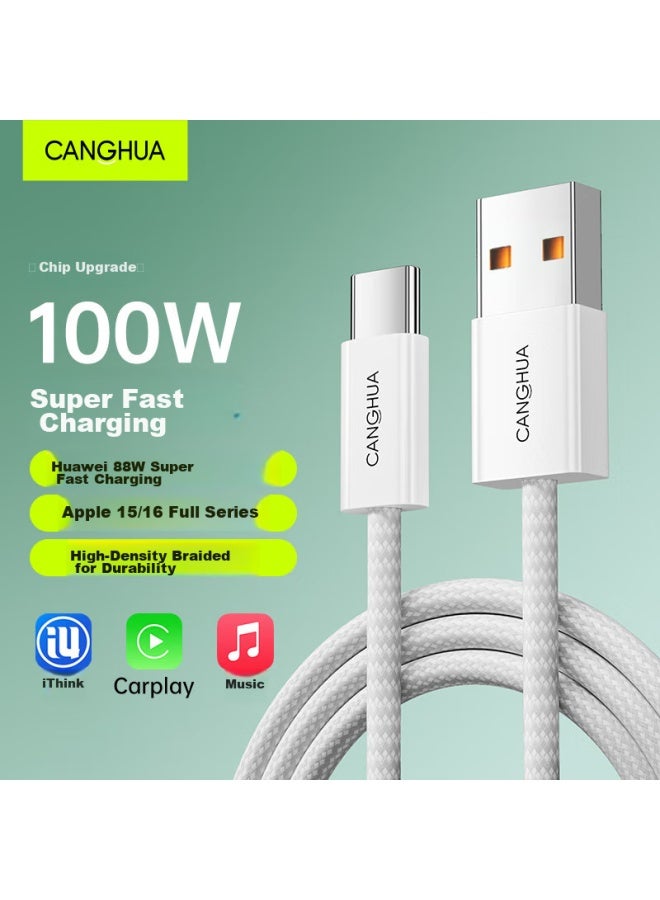 CangHua Compatible With Huawei Charging Cable, Type-c Data Cable, 6a Fast Charging 100w/66w, Car Charger For Iphone 15/16 Pro Max/huawei Pura 70/mate 60, Honor Smartphones - Image 1