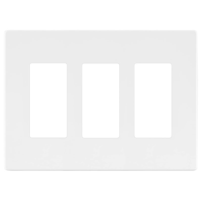 LIDER Matte Finish Triple Decorator Switch Cover, Screwless Wall Plate, Mid-Size 3-Gang 4.88" x 6.77", Polycarbonate Thermoplastic, UL Listed, LSWP-33M-W, White - Image 1