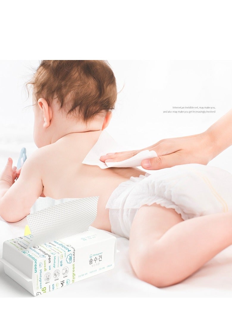 2PCS نسيج القطن الطفل ، مسح ناعم جاف ، استخدام رطب ، مصنوع من القطن النقي ، 50 عدد أنسجة الوجه غير المعطرة القابلة للتصرف للبشرة الحساسة للطفل - Image 4
