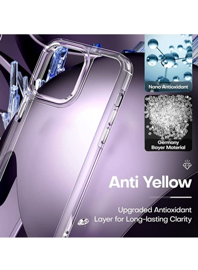 ELTRAZONE iPhone 14 Pro Max Case, [5 in 1] 1X Clear Case [Not-Yellowing] with 2X Tempered Glass Screen Protector + 2X Camera Lens Protector, [Military-Grade Drop Protection] Slim Phone Case 6.7 Inch - Image 4