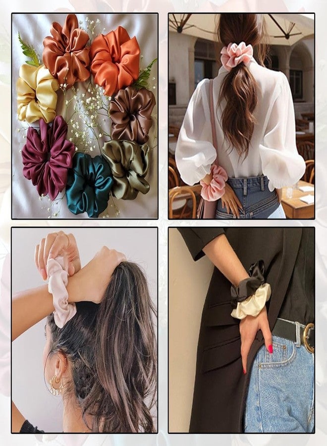 KANAKADHARA Luxury Satin Scrunchies for Women/girls | Pack of 12 |Exact Colors as Pic, | Plain Pastel Shades | Anti hair breakageHair Ties, scrunchies set(12 Satin Scrunchies & 36 Pic Strips,Combo) - Image 4