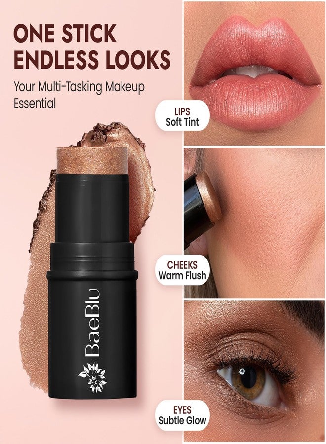BaeBlu - Organic Blush Tube, Amaretto - 100% Natural Vegan Cream Blush Sticks, Multi-Use Bronzer, & Highlighter for Lips, Cheeks & Eyes, Buildable Shimmer, Gluten-Free, Paraben-Free, Made in USA - Image 5