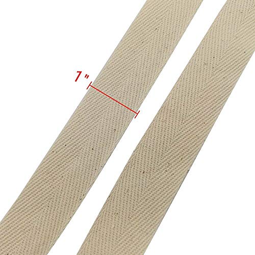 BornFeel Natural Cotton Twill Tape 55 Yards 1 Inch Bunting Bias Tape Herringbone Webbing Tape Roll for Apron Sewing Dressmaking Craft (Natural White) - Image 2
