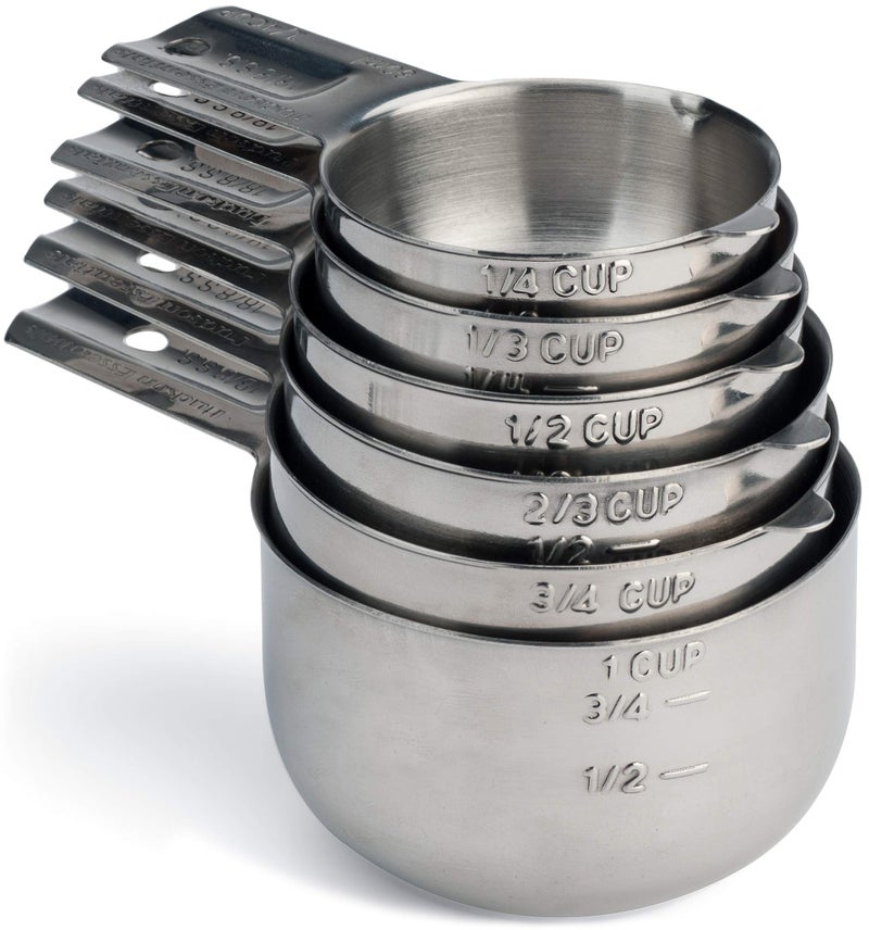 Hudson Essentials Stainless Steel Measuring Cups Set 6 Piece Set