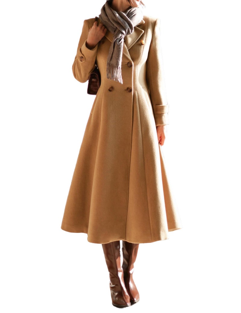 IDEALSANXUN Long Winter Coats for Women 2025 Fall Jacket Double Breasted Trench Coat Coatigan Peacoat Maxi Dress Wool Coats, Camel, M - Image 1