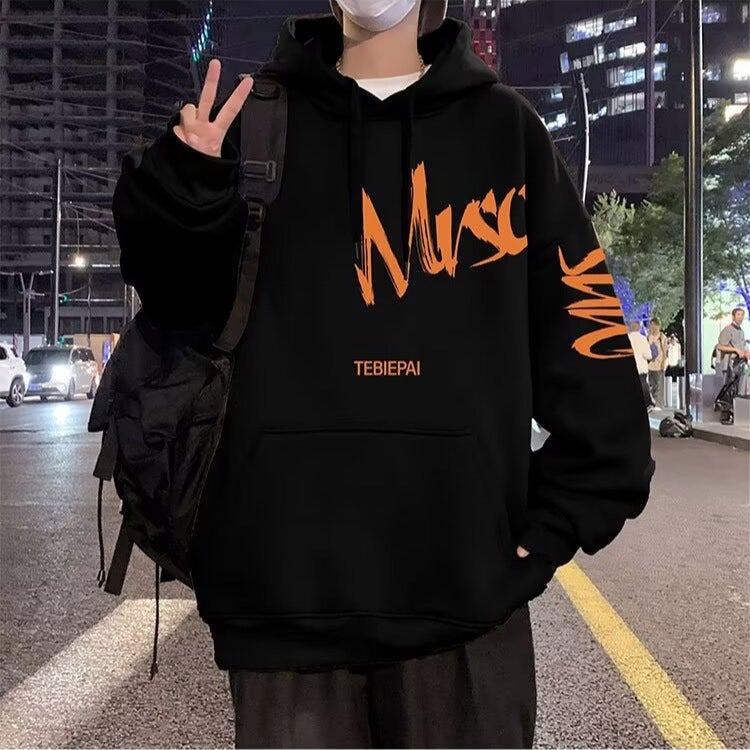 Hooded Pullover Sweater Men'S Fashion Brand Letter Printing Loose Hong Kong Style Sports Jacket For Couples - Image 4